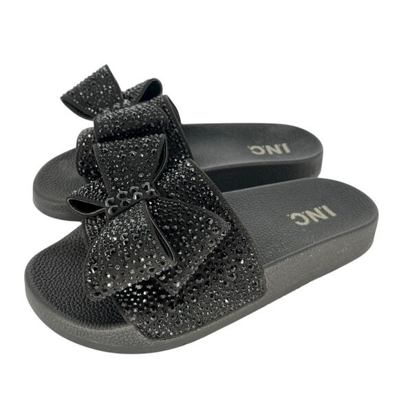 I.N.C. International Concepts Peymin Slide sandals black bow - 5 - Picture 2 of 12